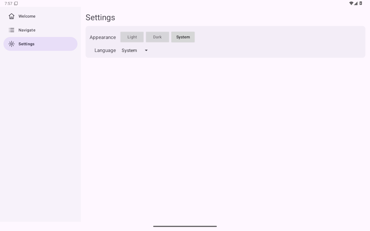Settings — Android (Material) · Tablet