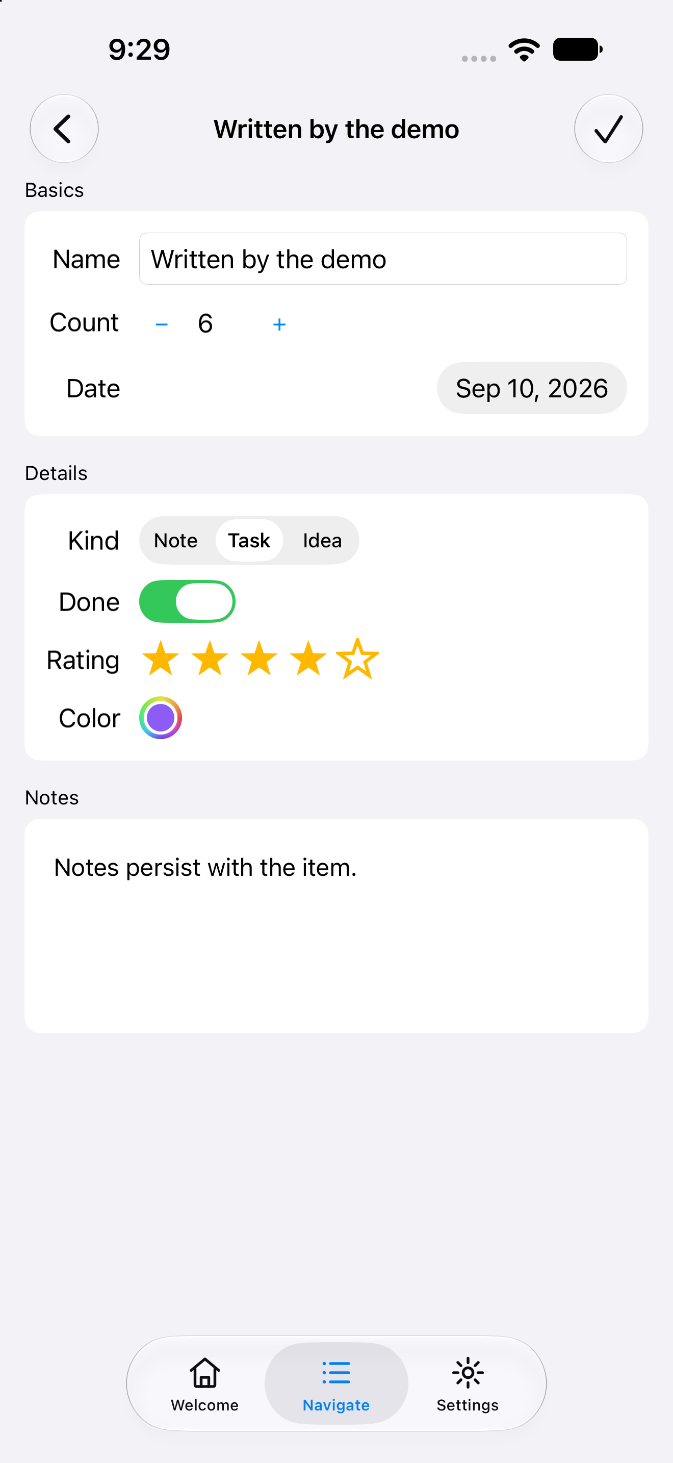 Editor, iOS UIKit