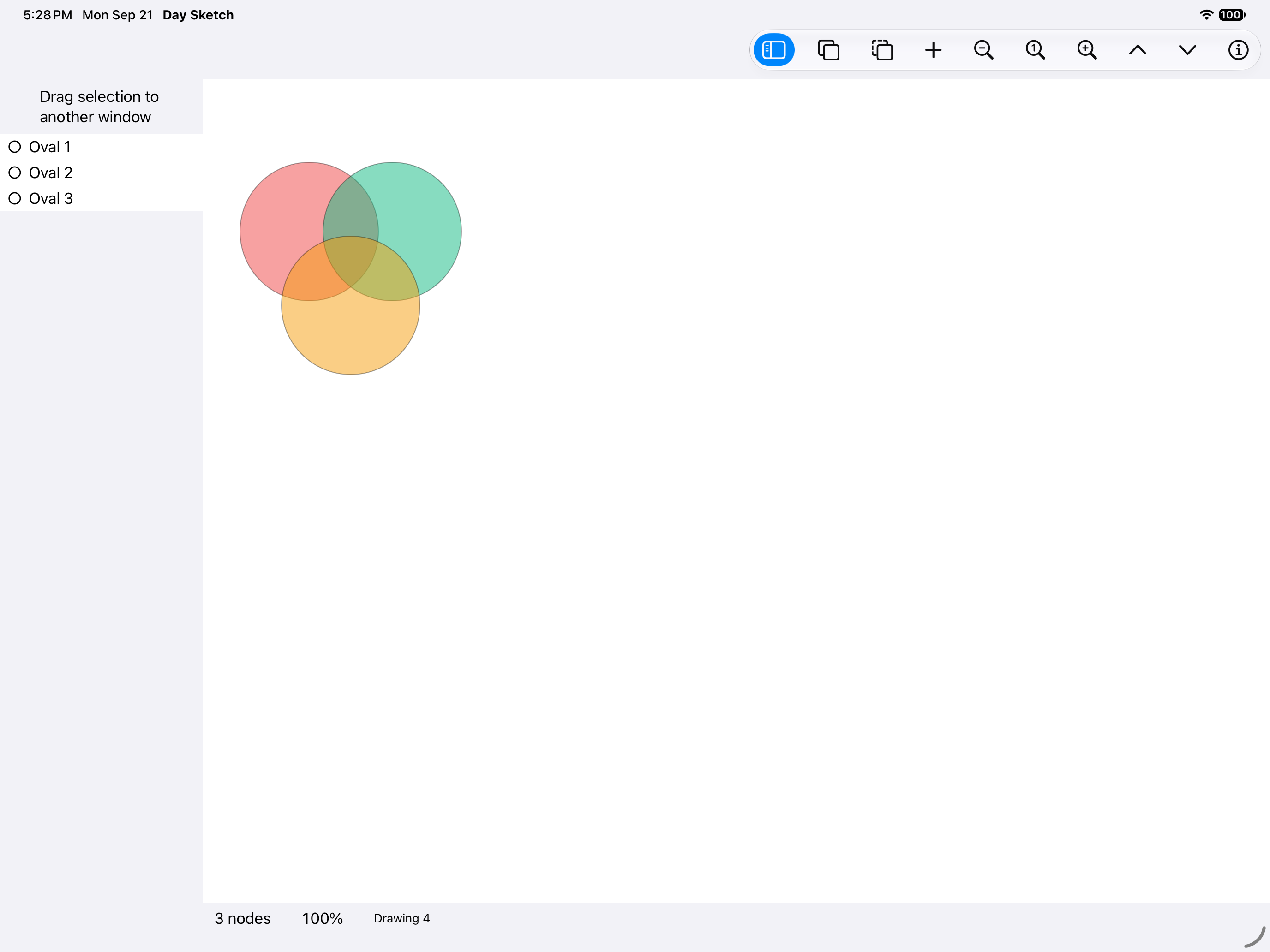 Three circles, half seen, iOS iPad