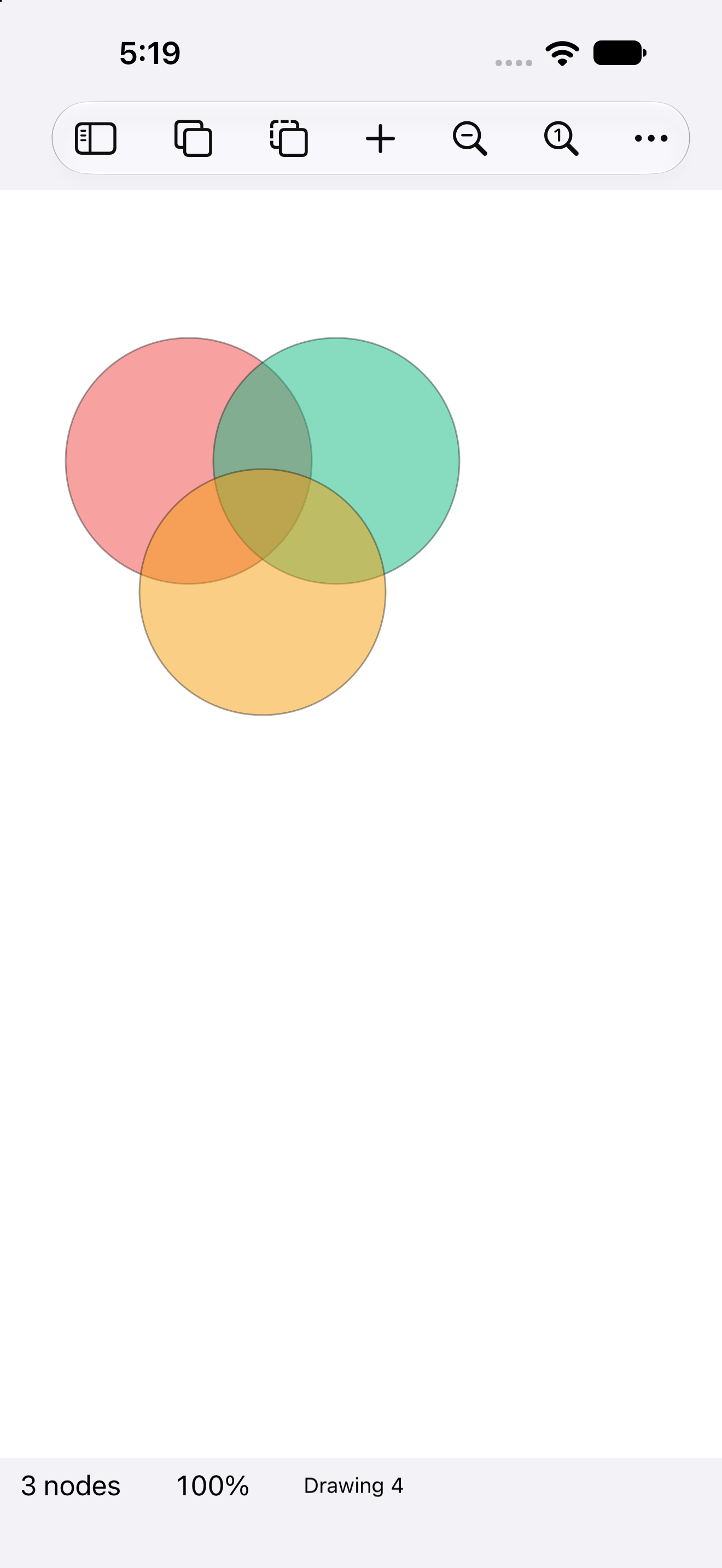 Three circles, half seen, iOS UIKit