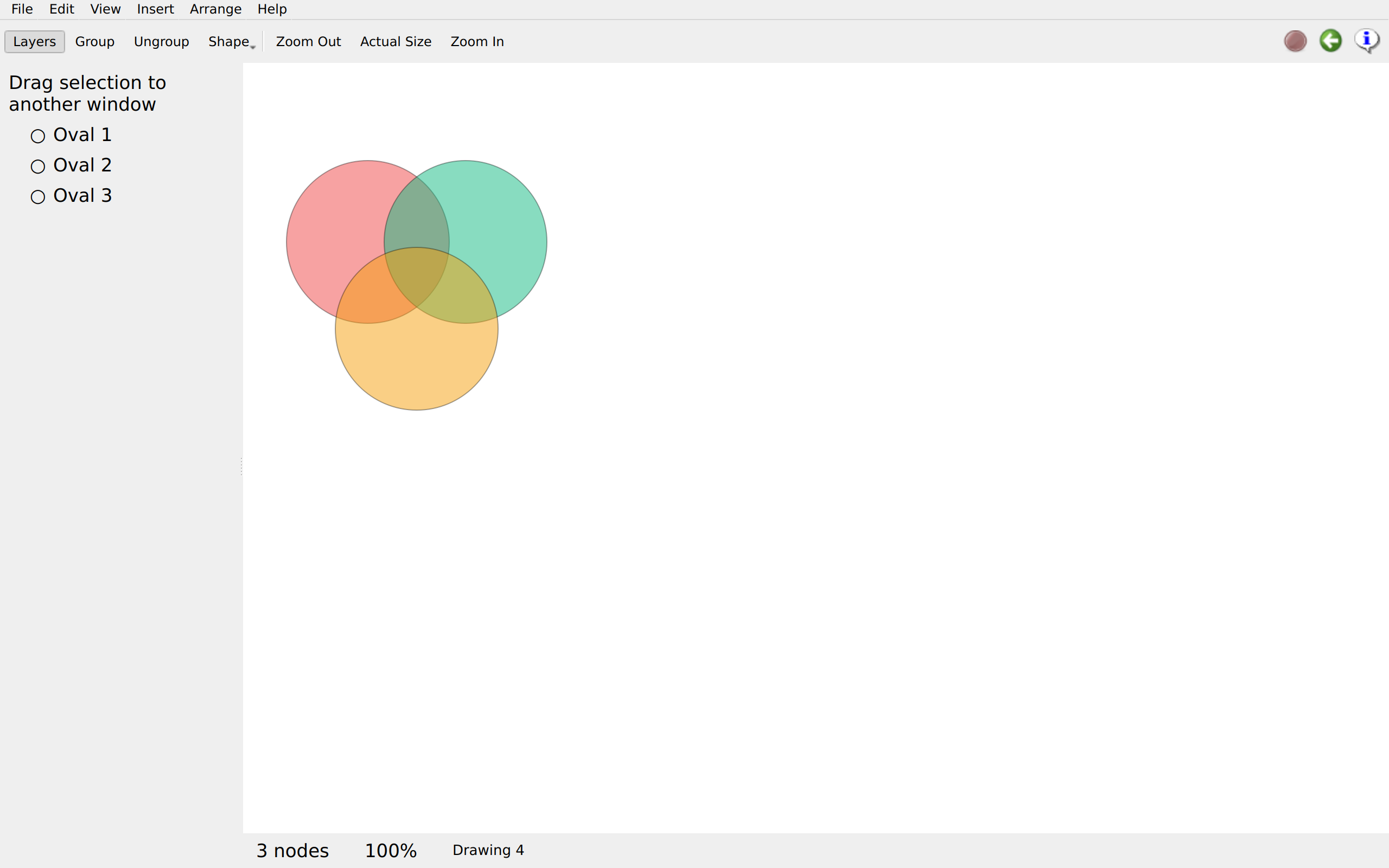 Three circles, half seen, Linux Qt 6