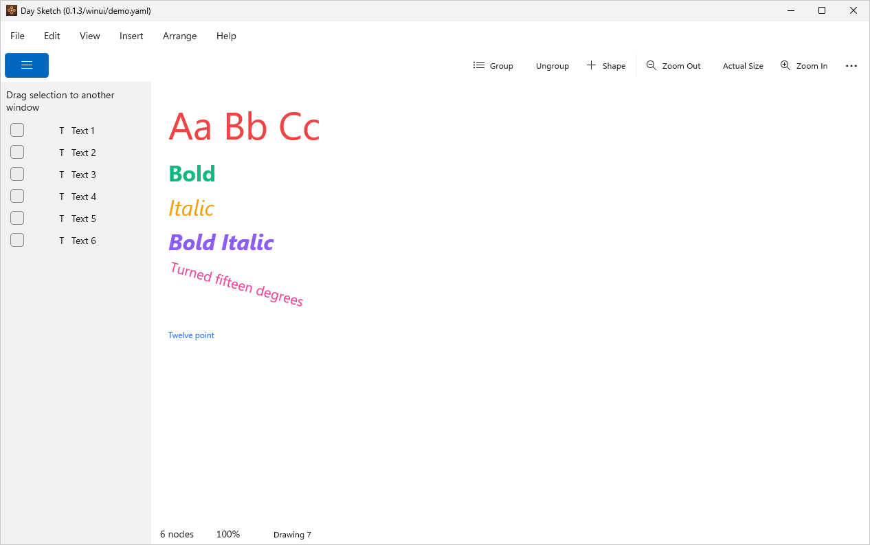 Type specimen, Windows WinUI 3