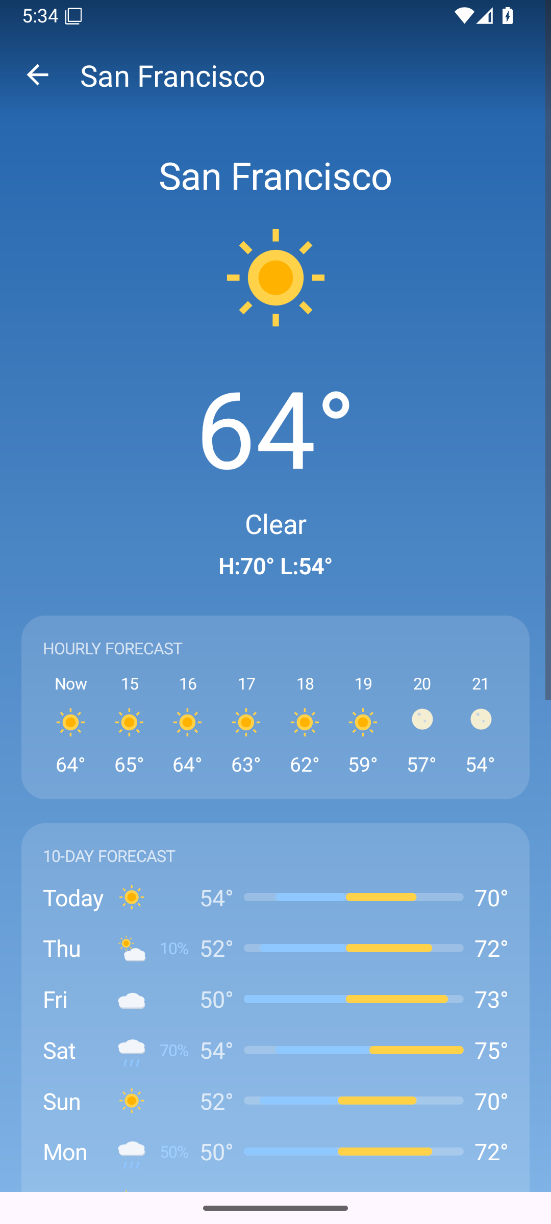 San Francisco Fahrenheit — Android (Material) · Phone