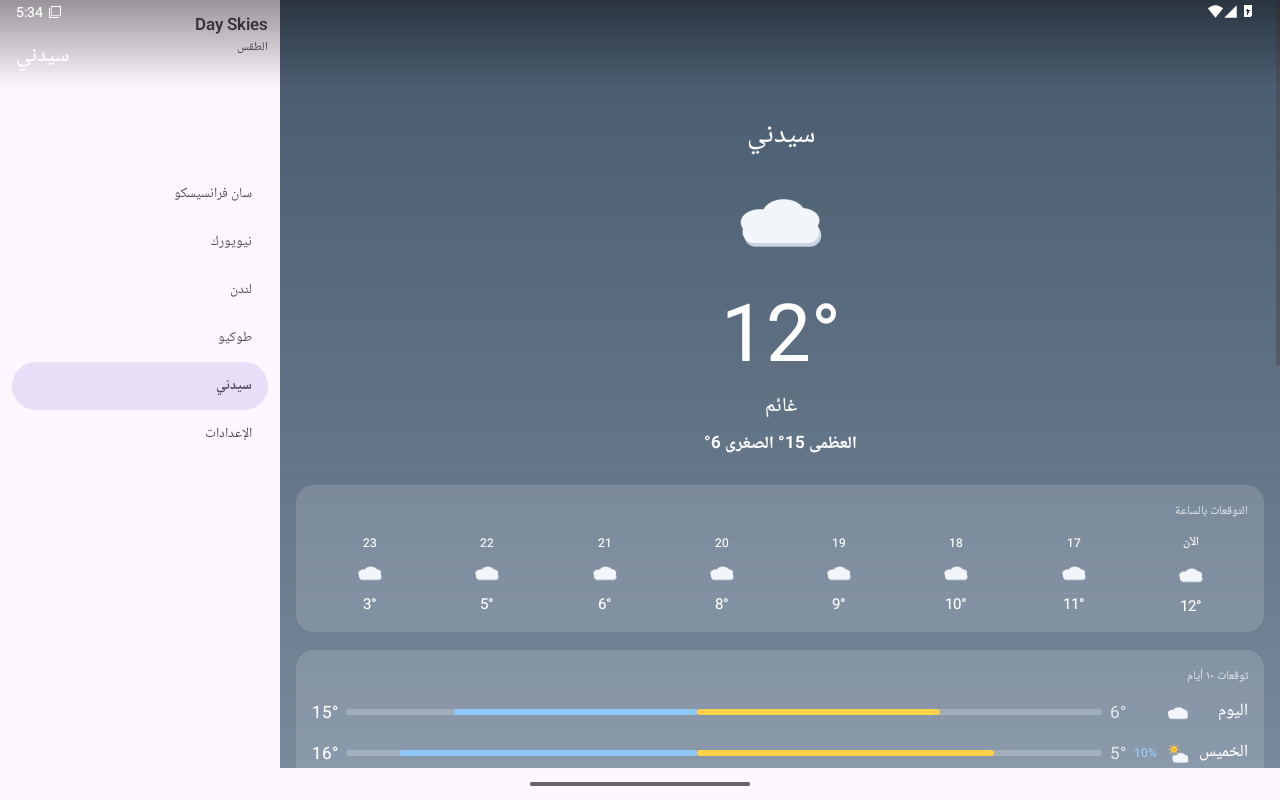 Sydney — Android (Material) · Tablet