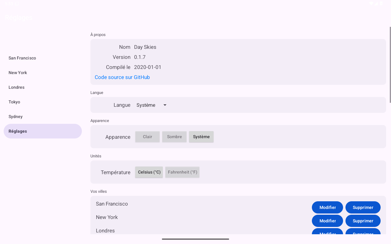 Settings — Android (Material) · Tablet