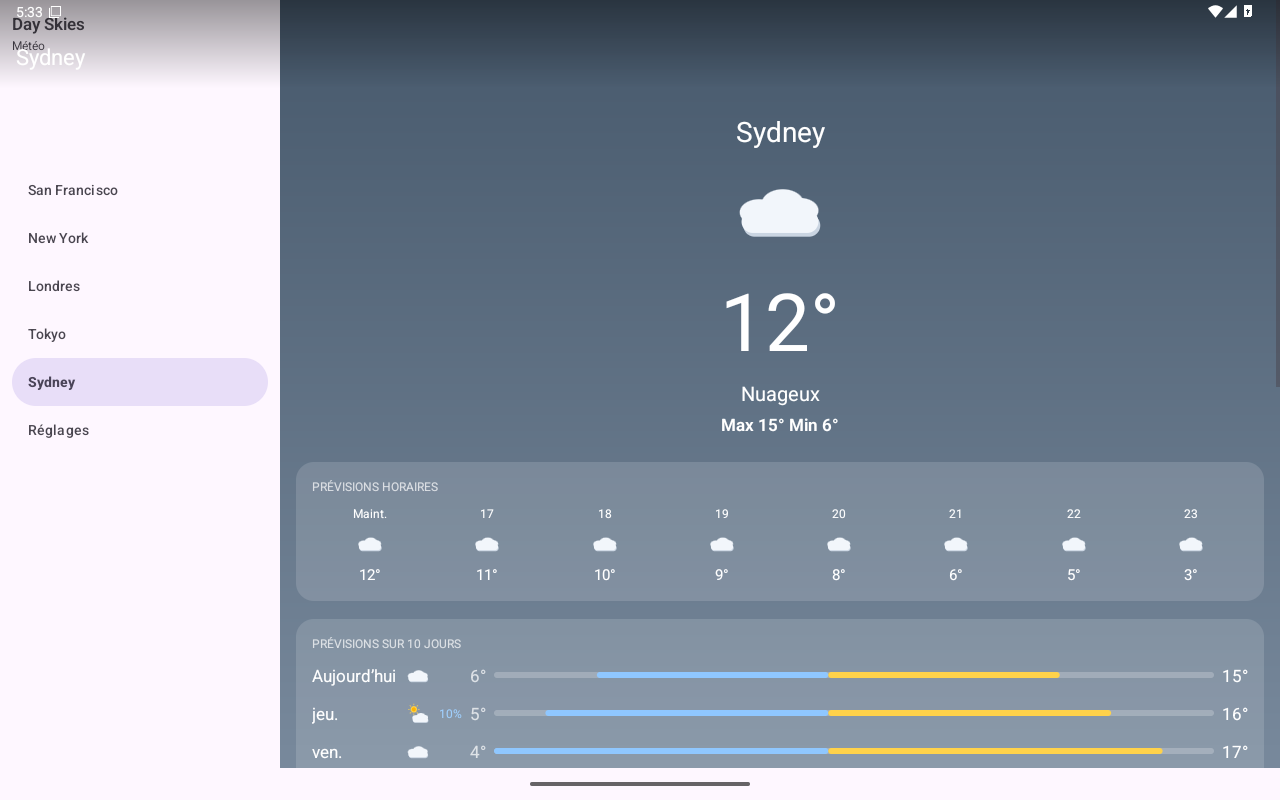 Sydney — Android (Material) · Tablet