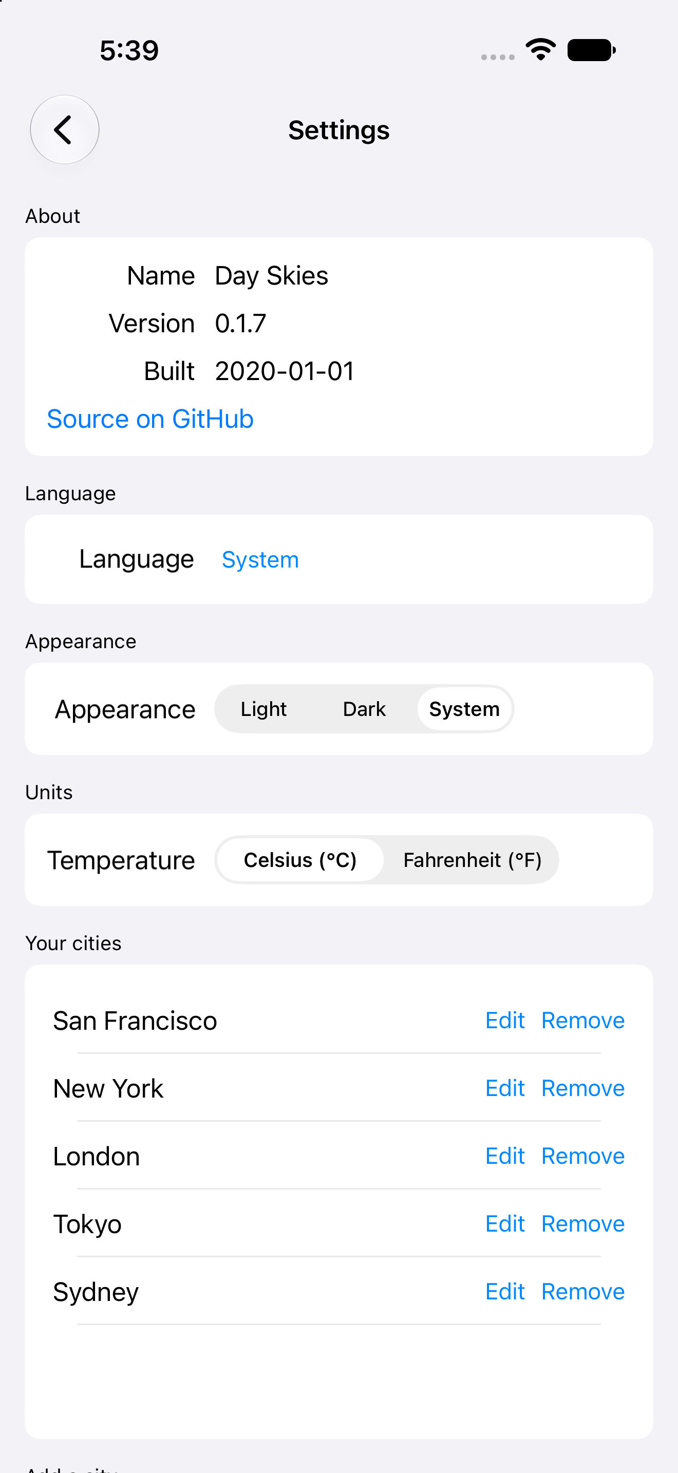 Settings — iOS (UIKit) · iPhone