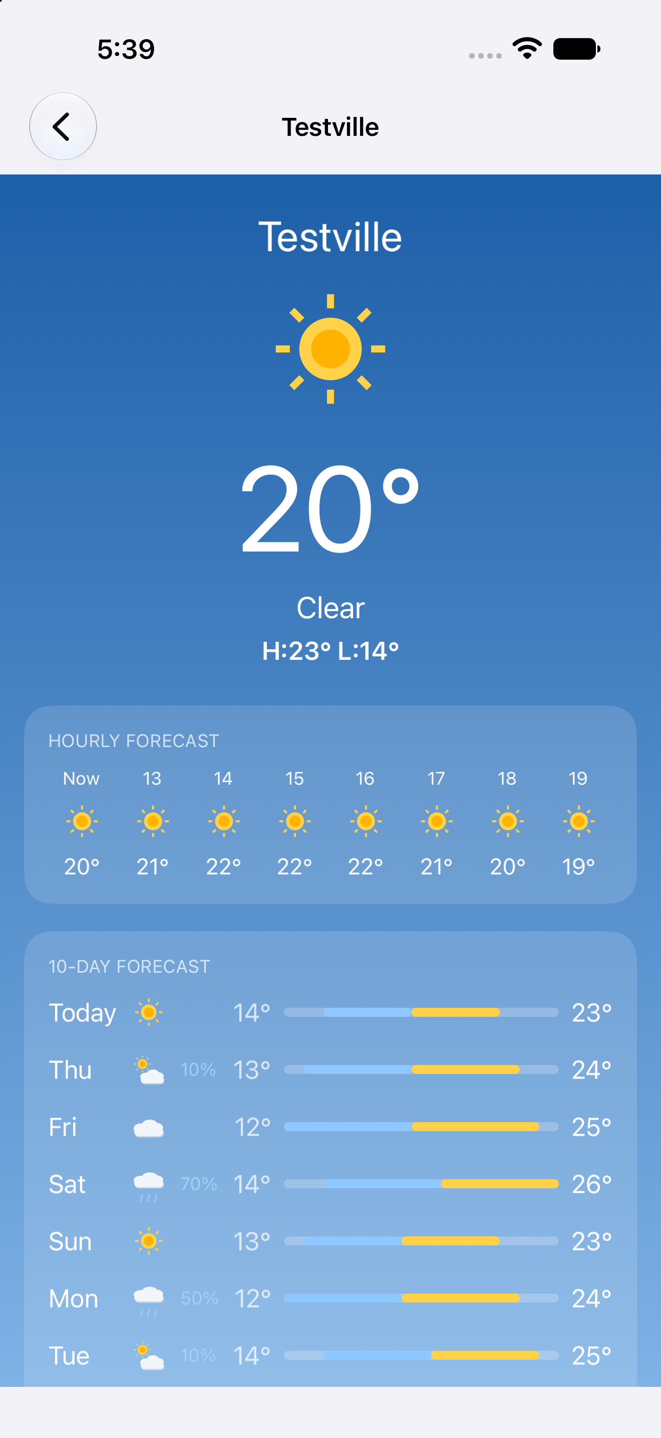 Testville — iOS (UIKit) · iPhone