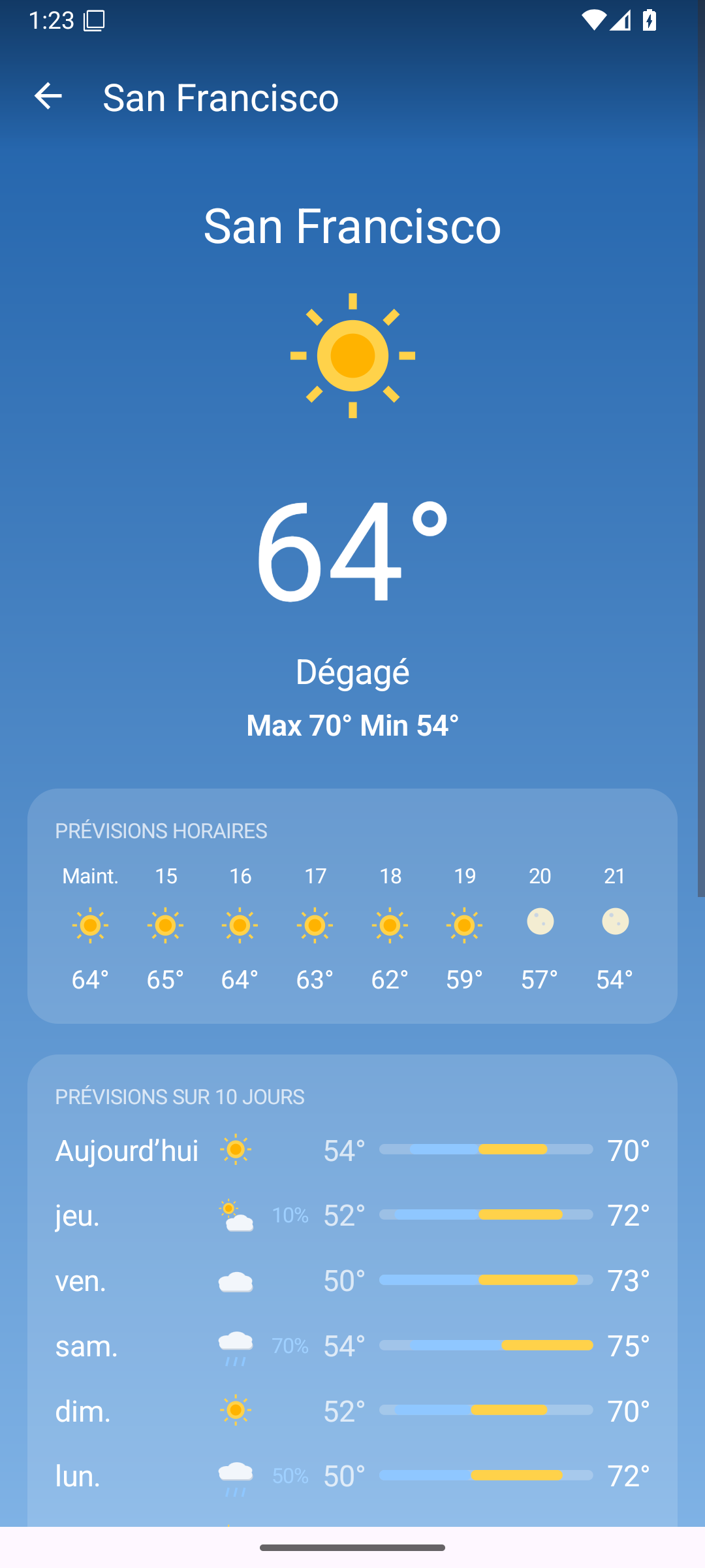 San Francisco Fahrenheit — Android (Material) · Phone