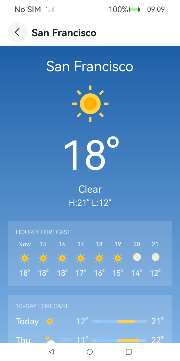 San Francisco · in Fahrenheit, HarmonyOS ArkUI
