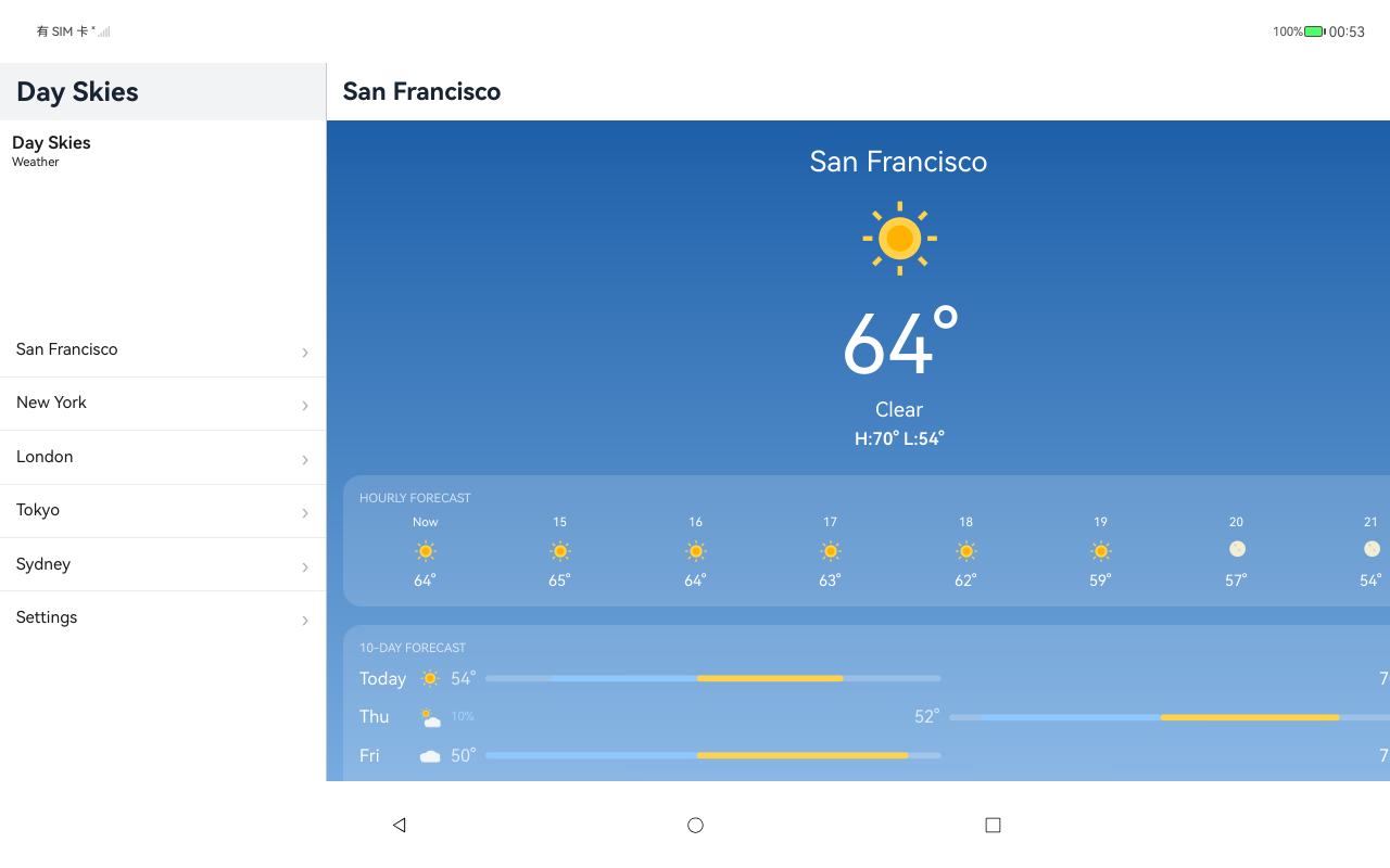 San Francisco · in Fahrenheit, HarmonyOS ArkUI