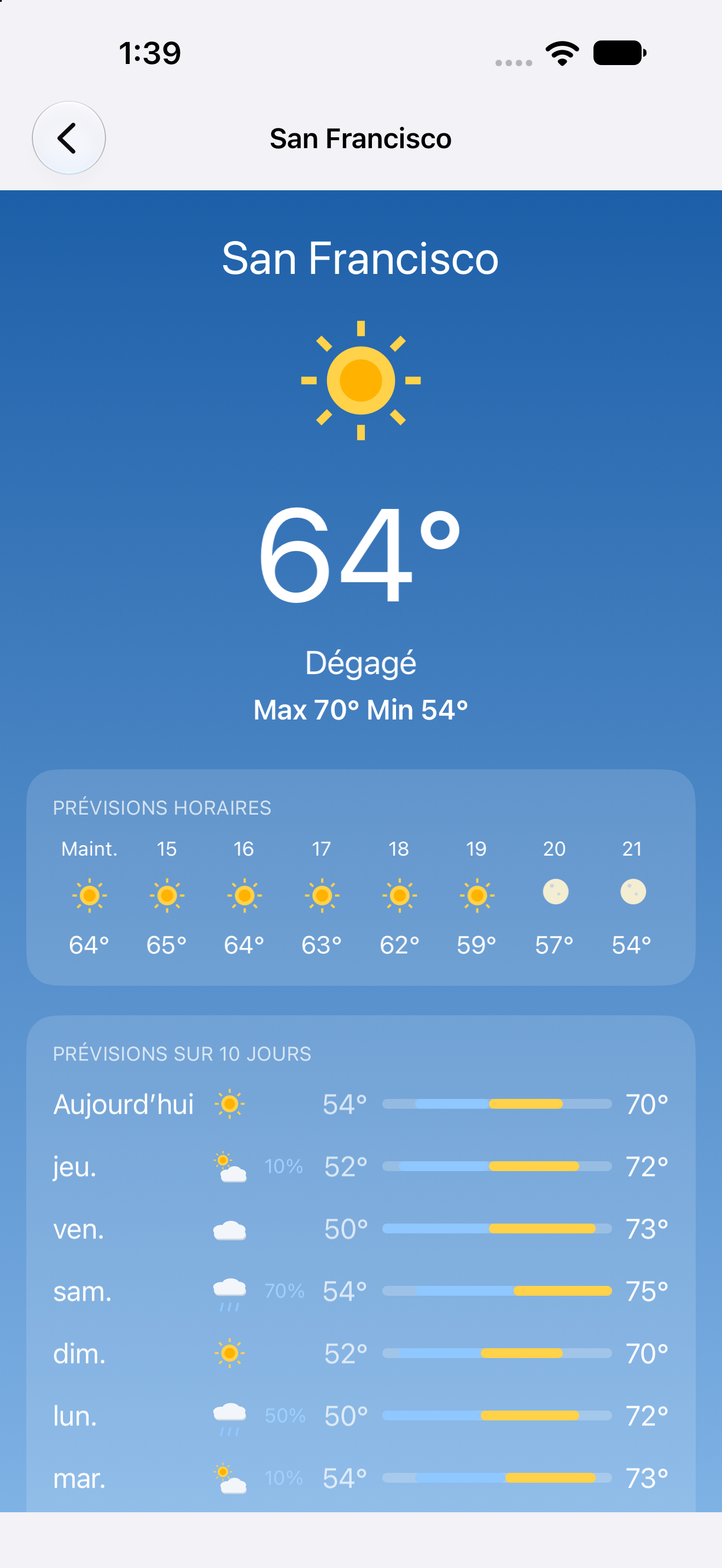 San Francisco Fahrenheit — iOS (UIKit) · iPhone
