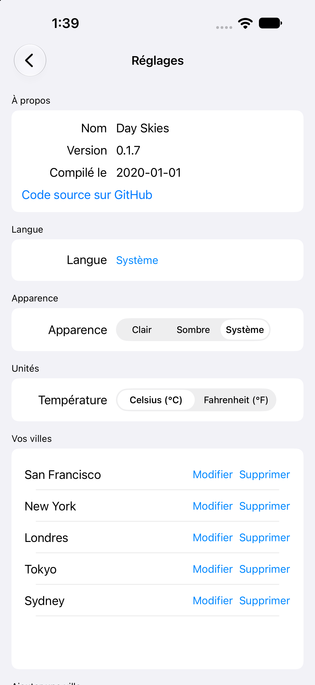 Settings — iOS (UIKit) · iPhone