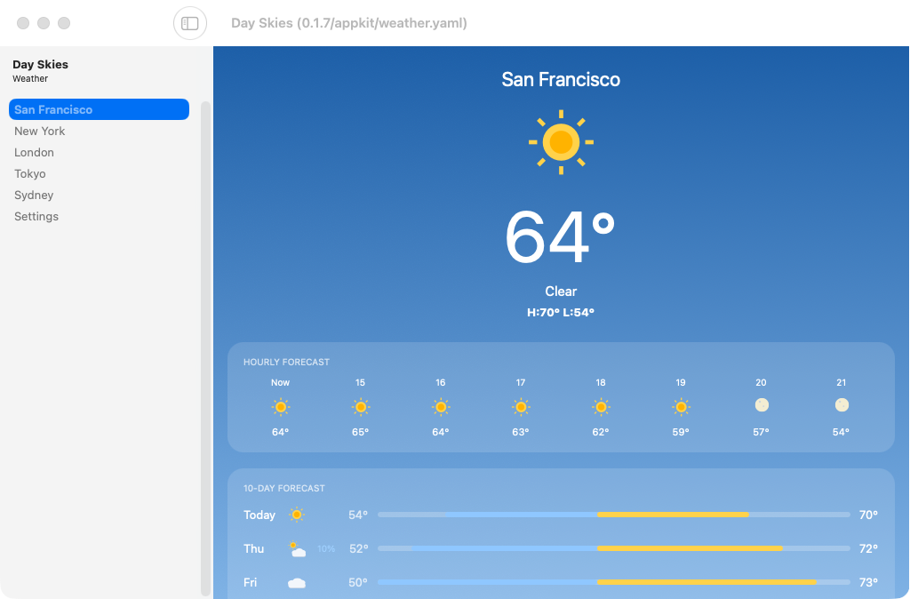 San Francisco · in Fahrenheit, macOS AppKit