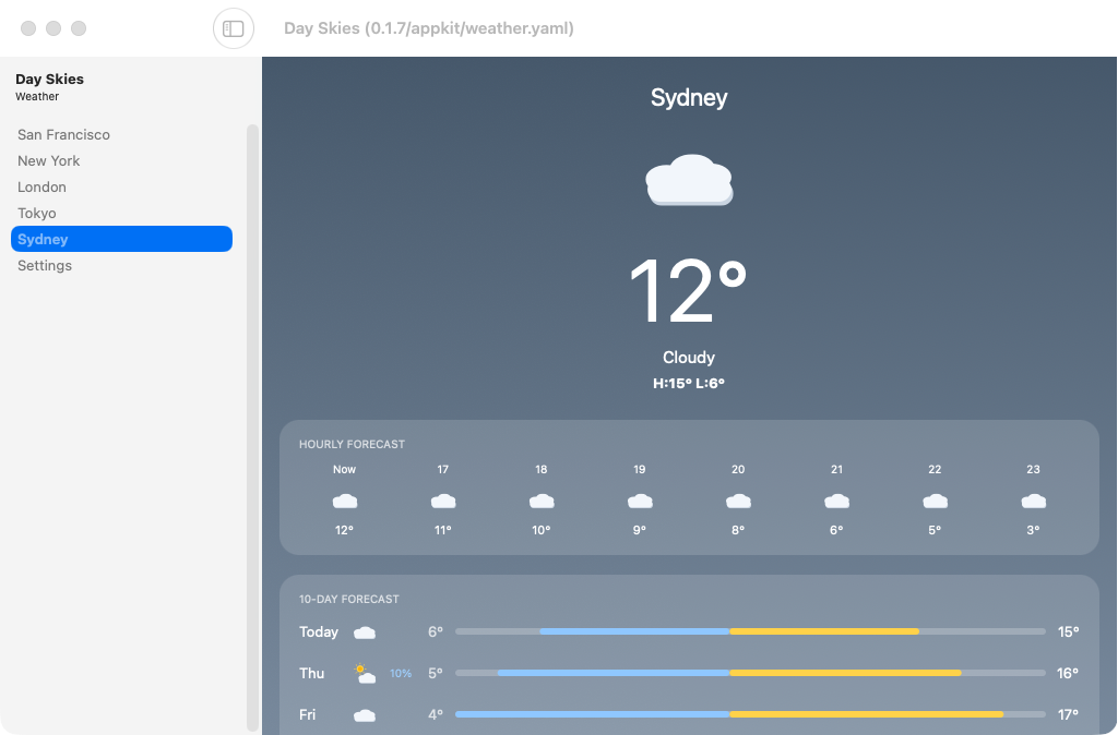 Sydney, macOS AppKit