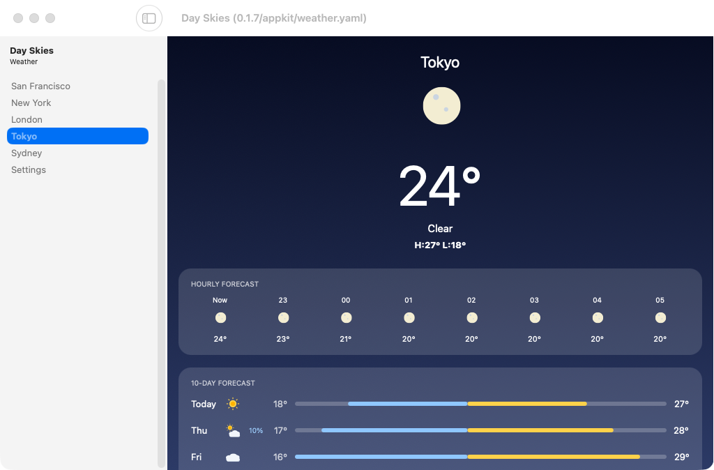 Tokyo, macOS AppKit