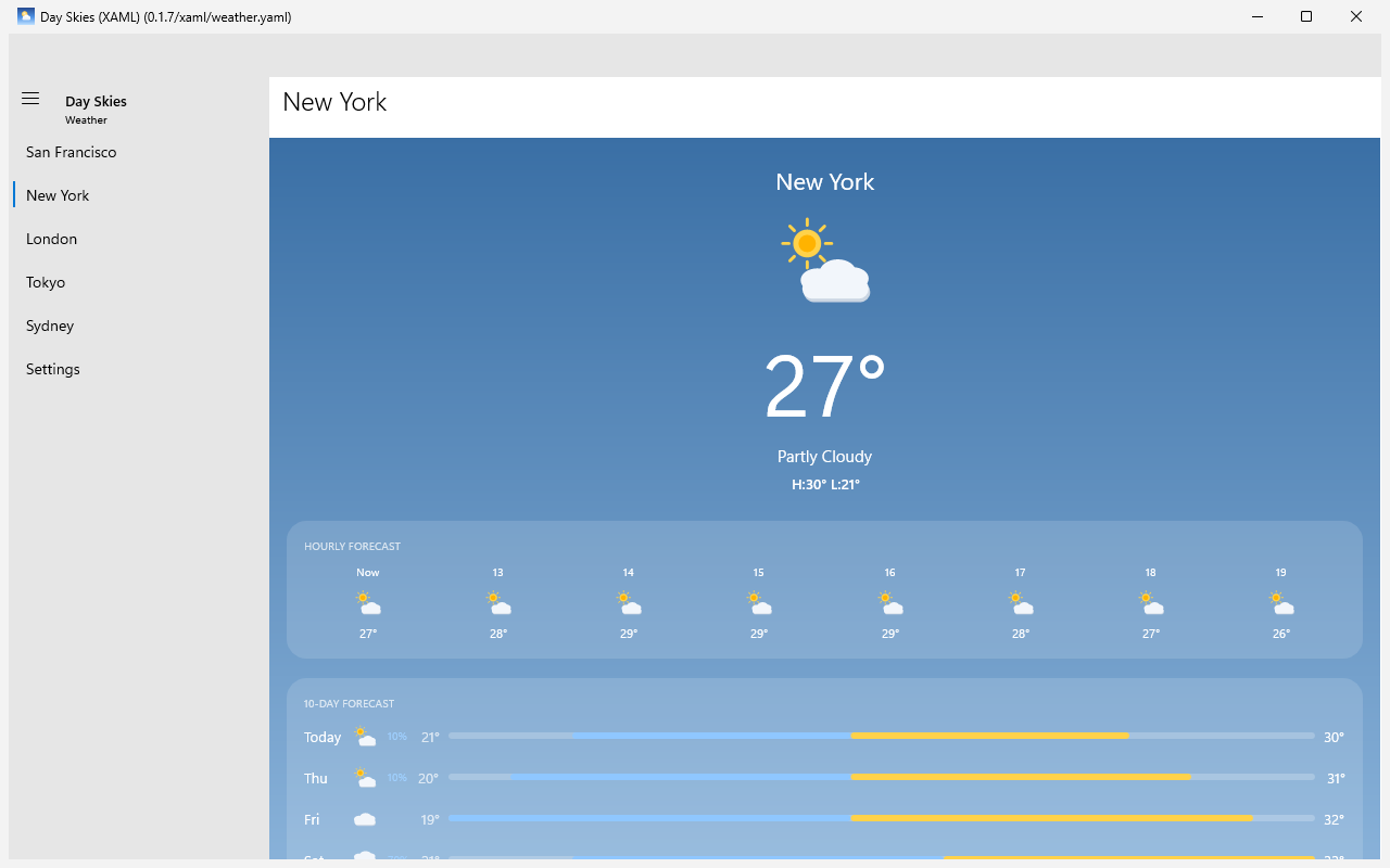 New York, Windows XAML