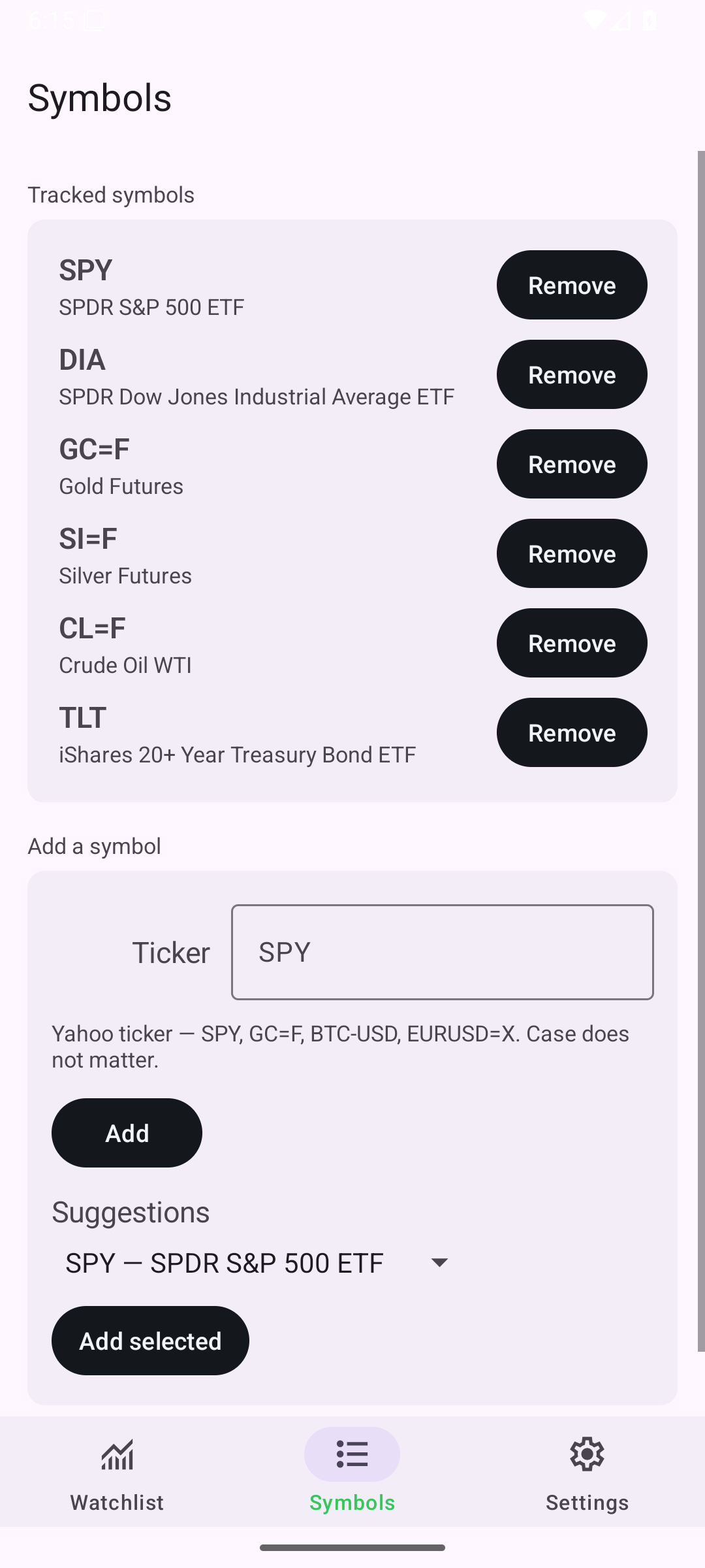 Manage — Android (Material) · Phone