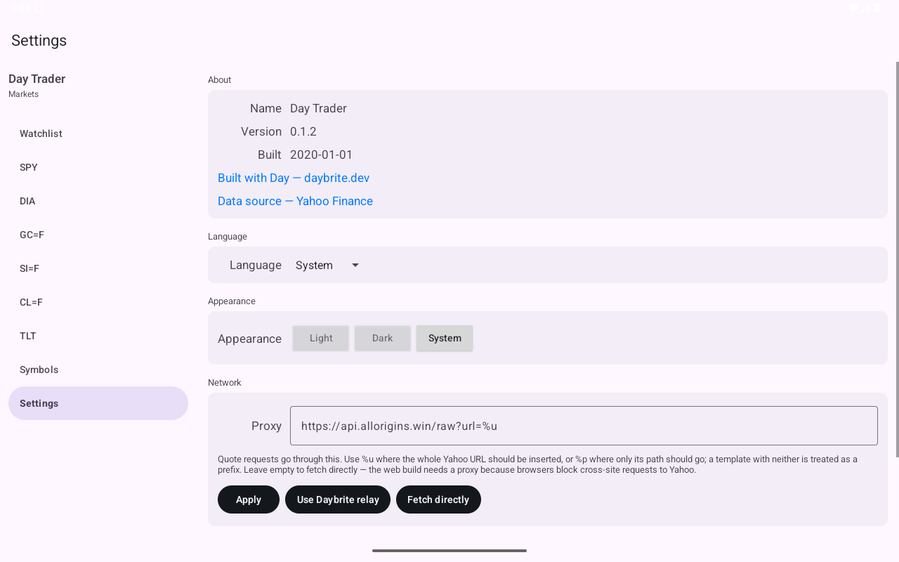 Settings — Android (Material) · Tablet