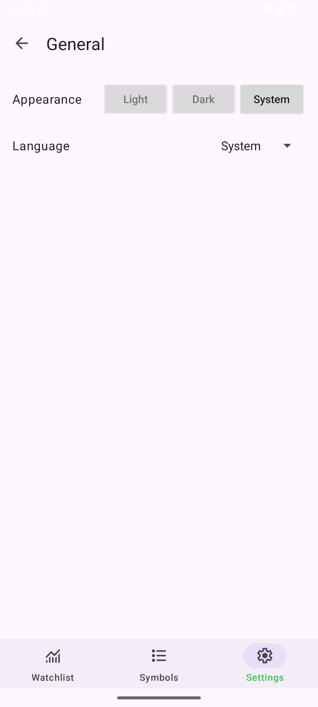 Settings, Android Android