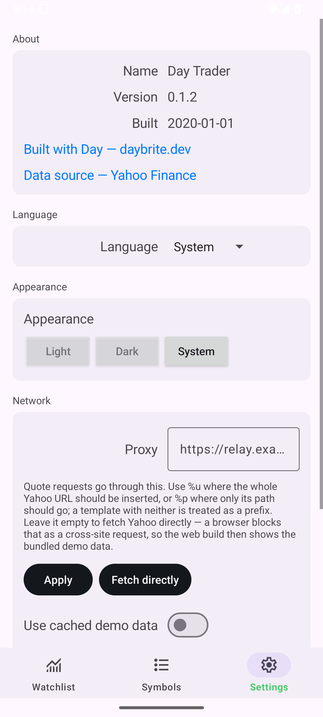 Settings, Android Android