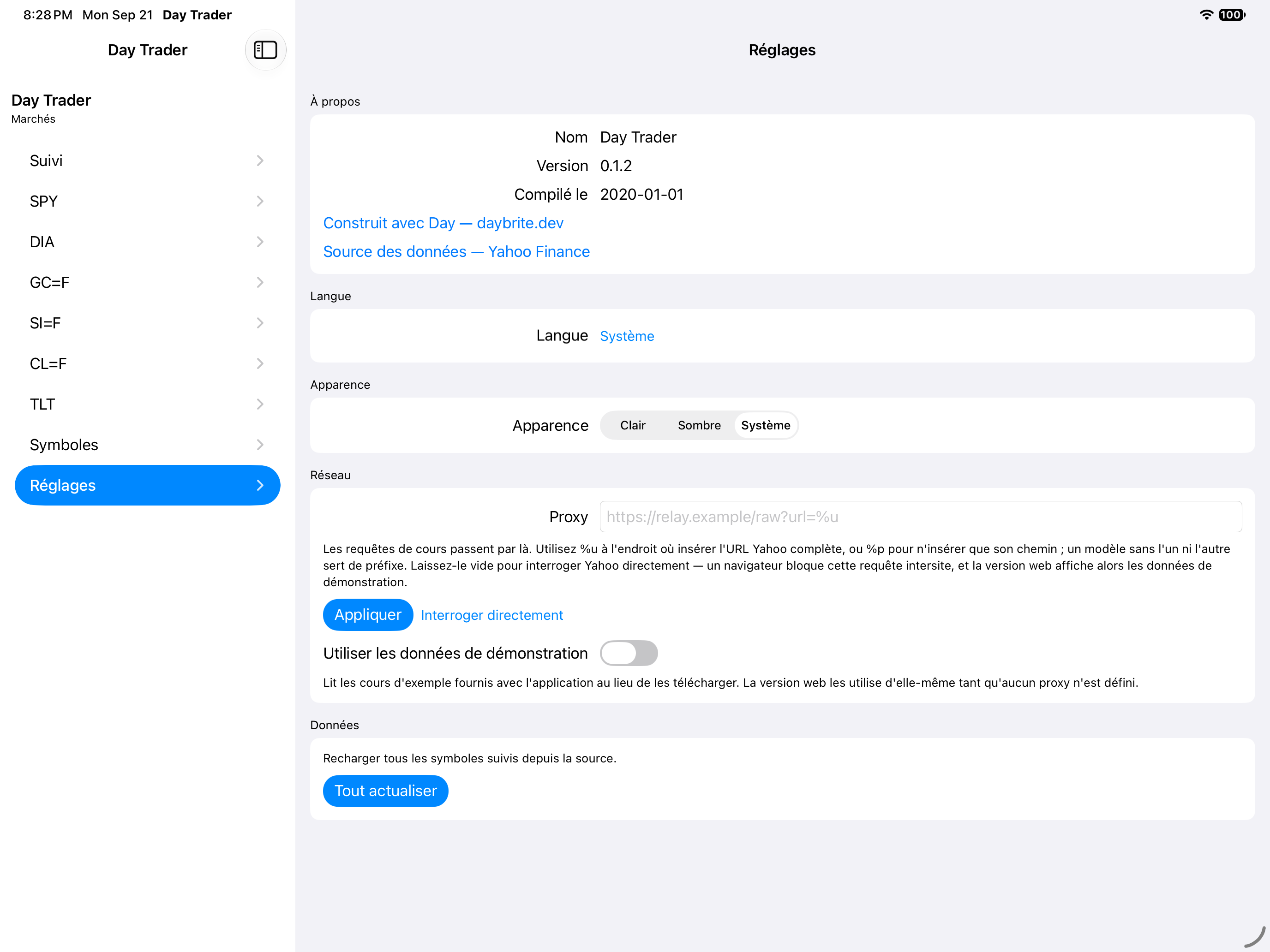 Settings — iOS (UIKit) · iPad
