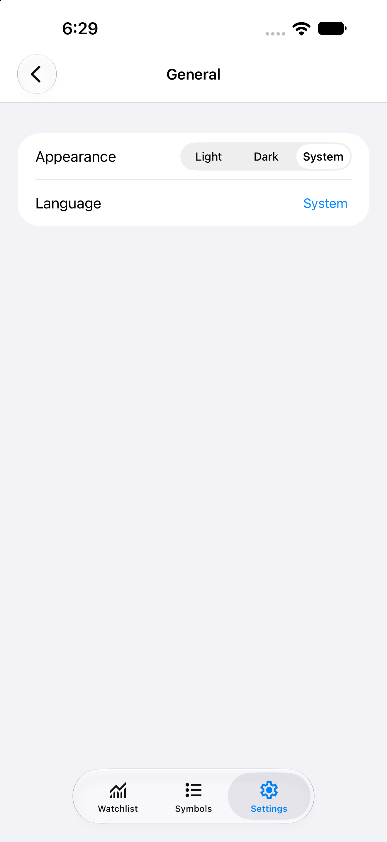 Settings, iOS UIKit