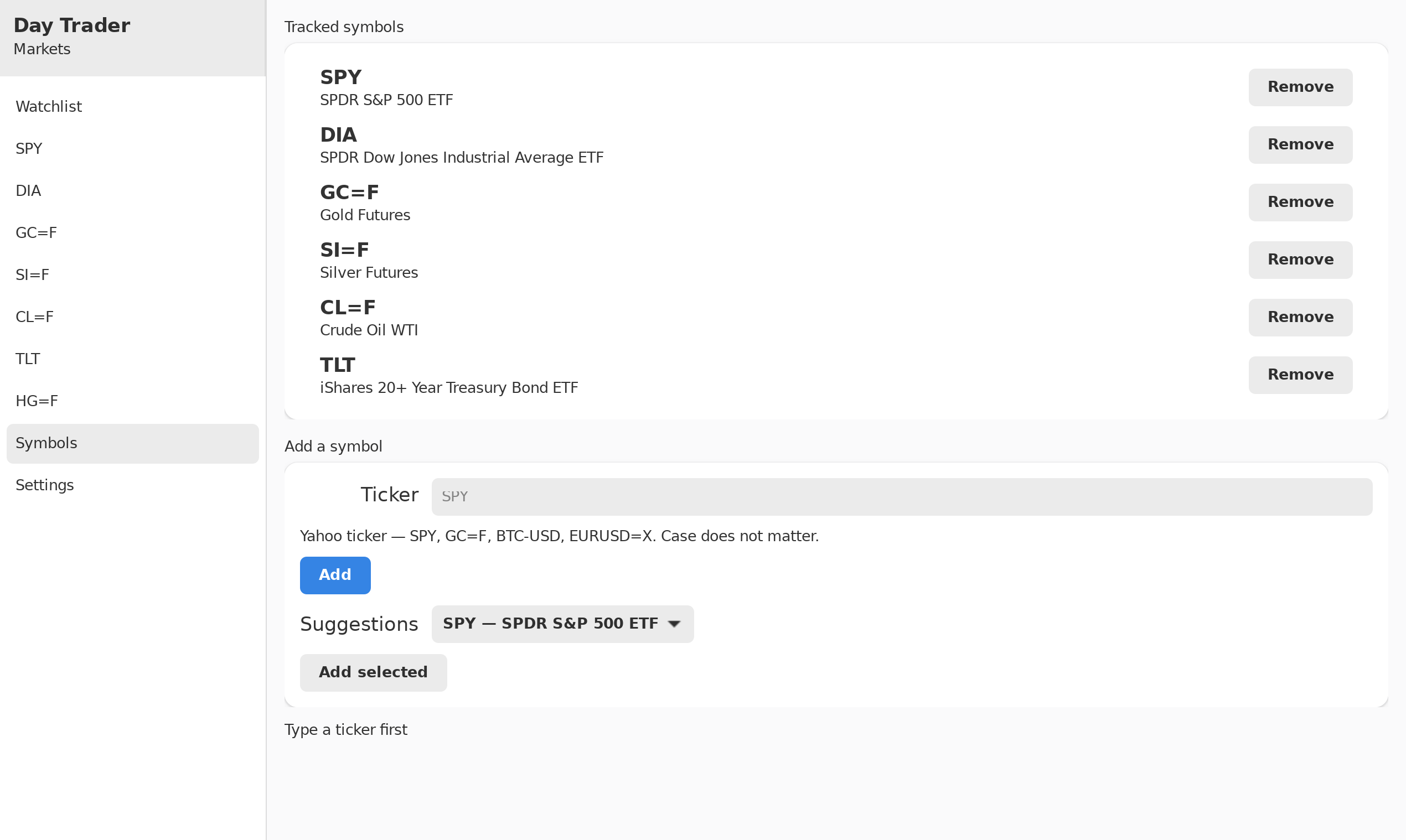 Manage the watchlist, Linux GTK 4