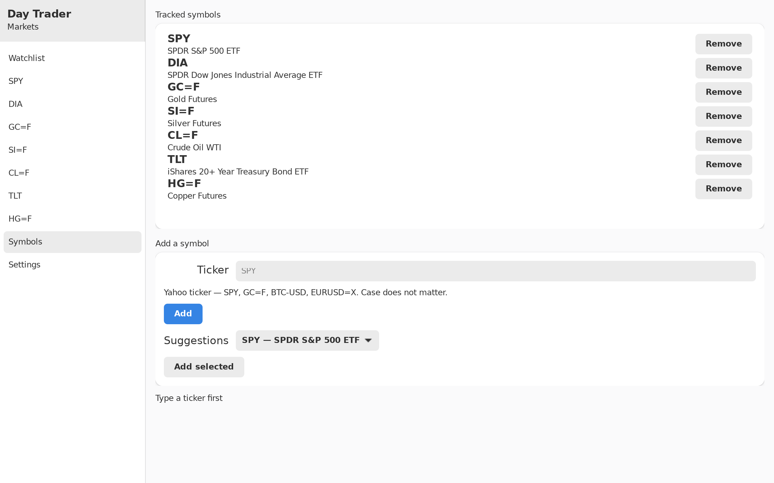 Manage the watchlist, Linux GTK 4