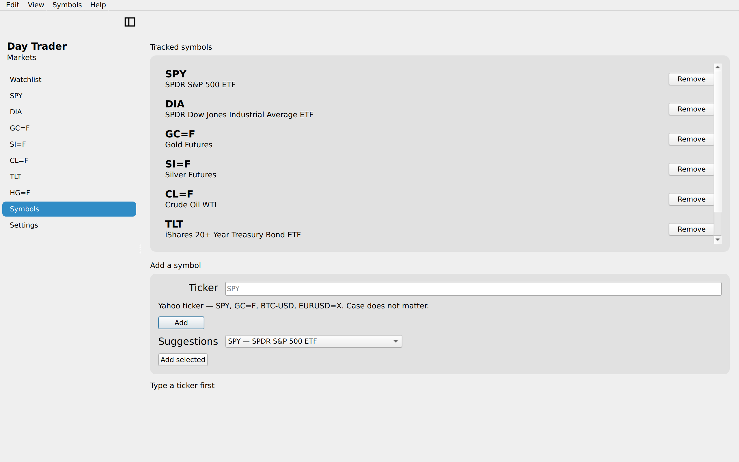 Manage the watchlist, Linux Qt 6