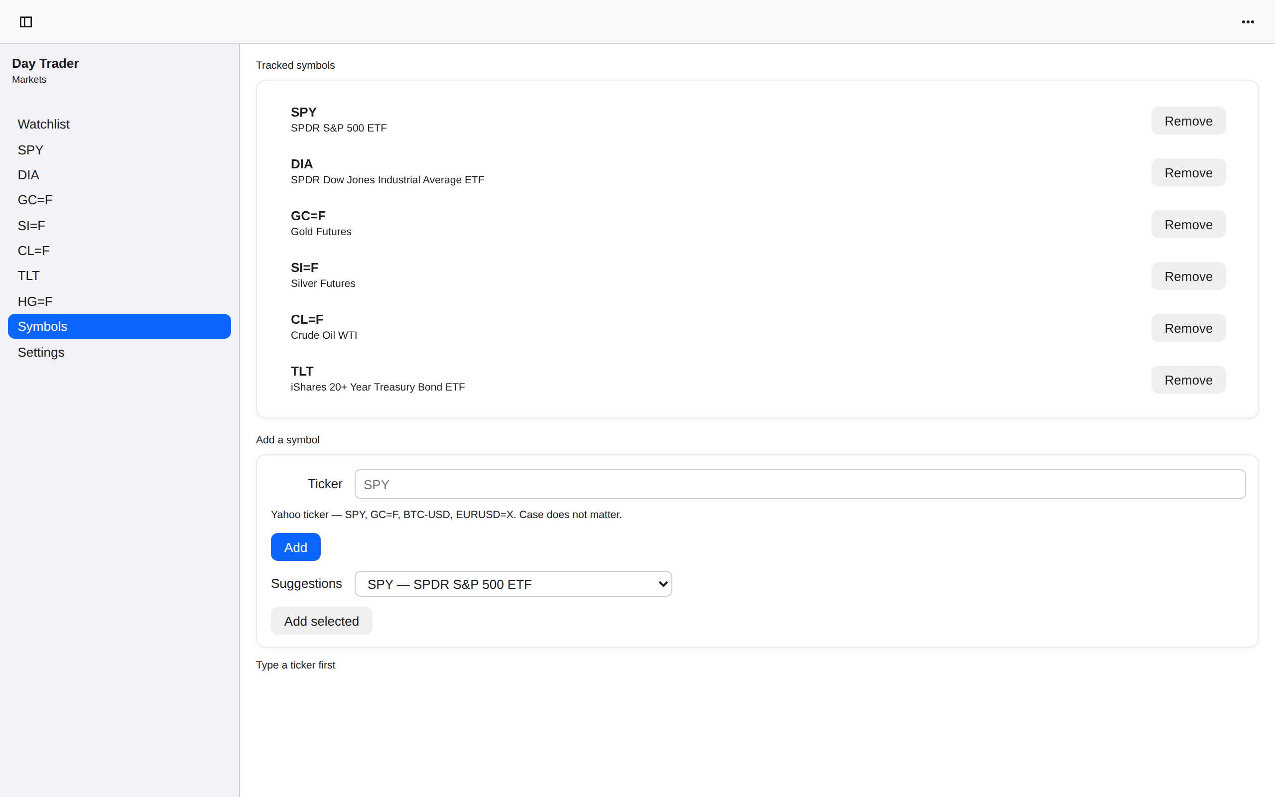 Manage the watchlist, Web Web DOM