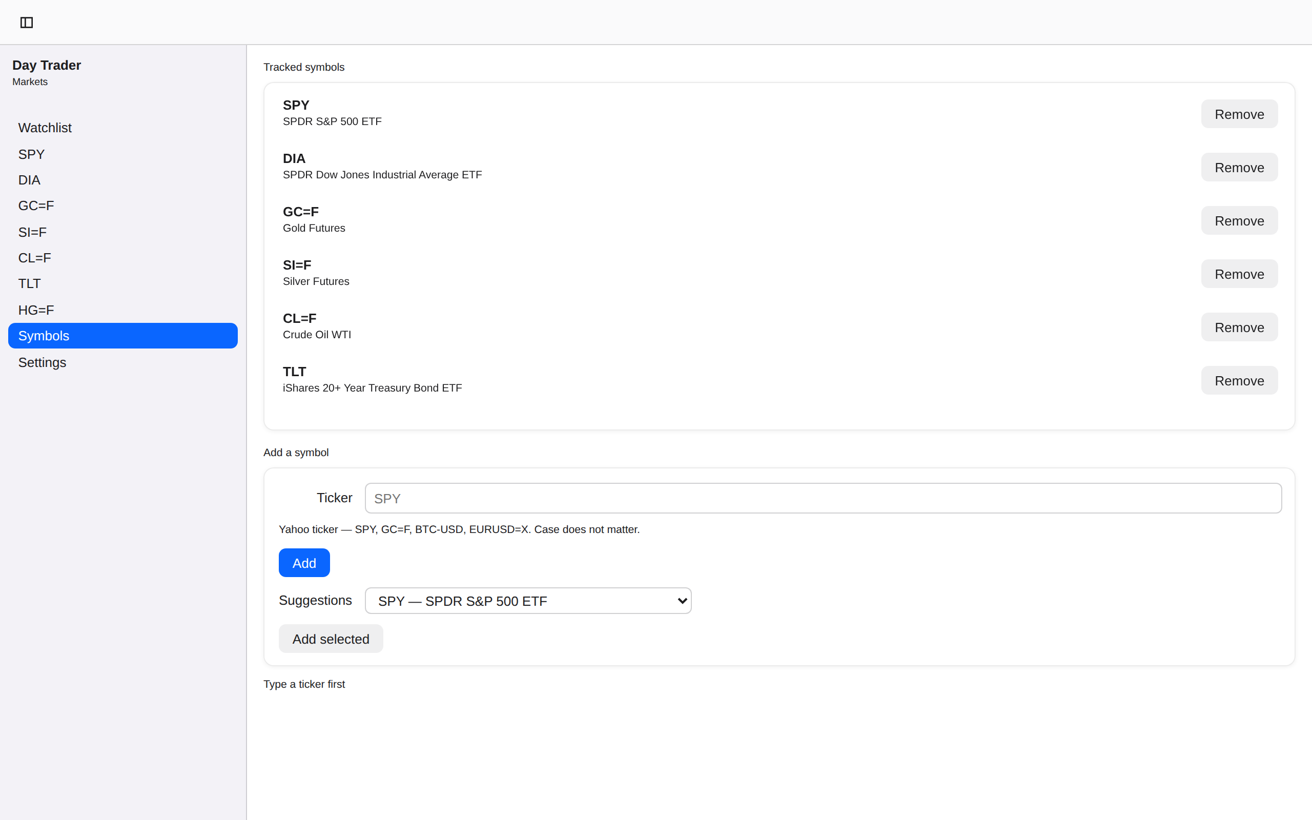 Manage the watchlist, Web Web DOM