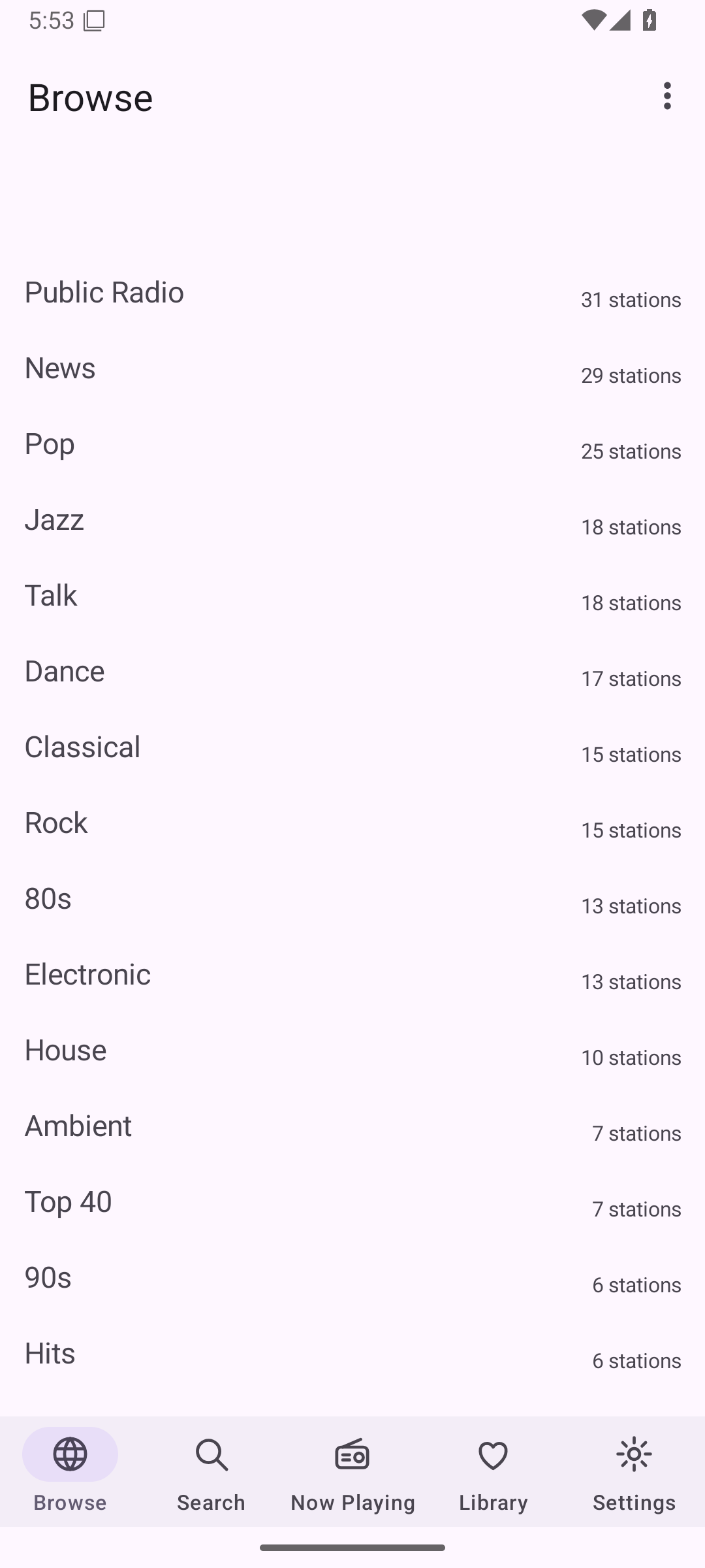 Genres — Android (Material) · Phone