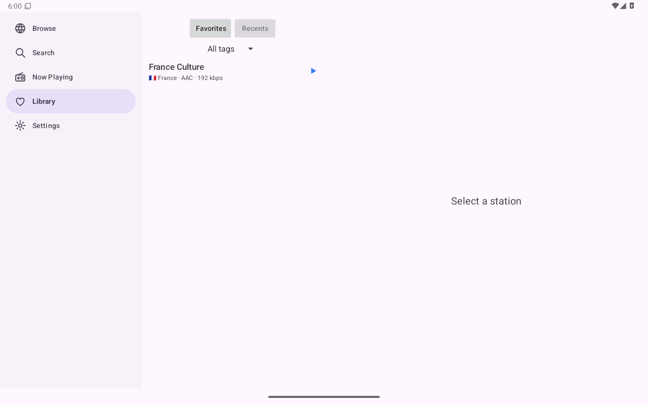 Favorites — Android (Material) · Tablet