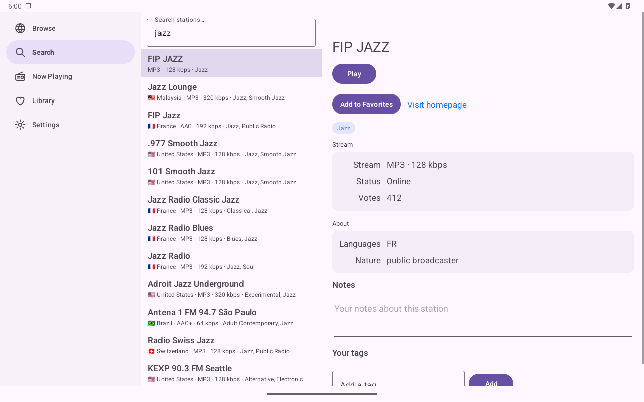 Search Station — Android (Material) · Tablet