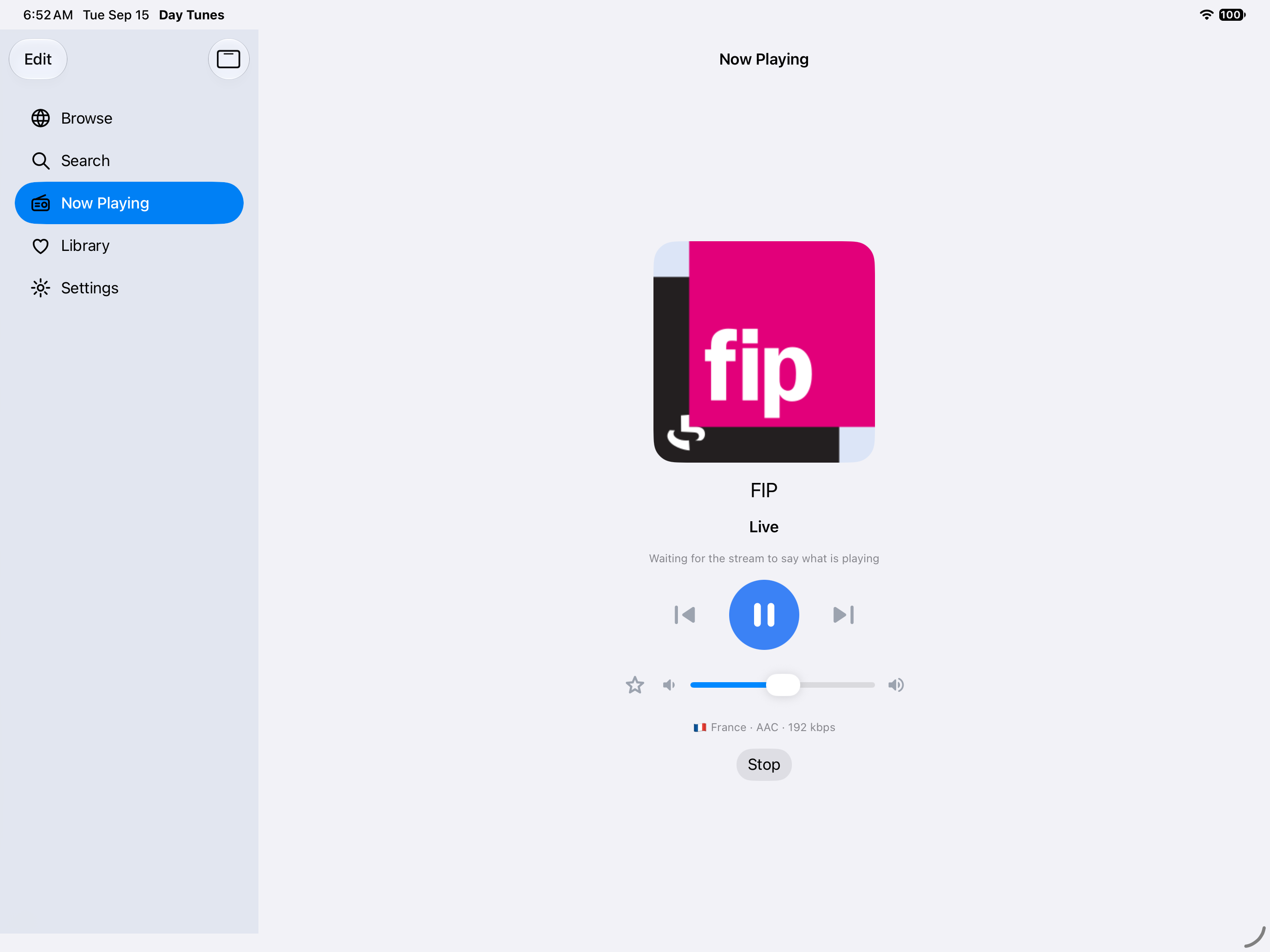 Now Playing Next — iOS (UIKit) · iPad