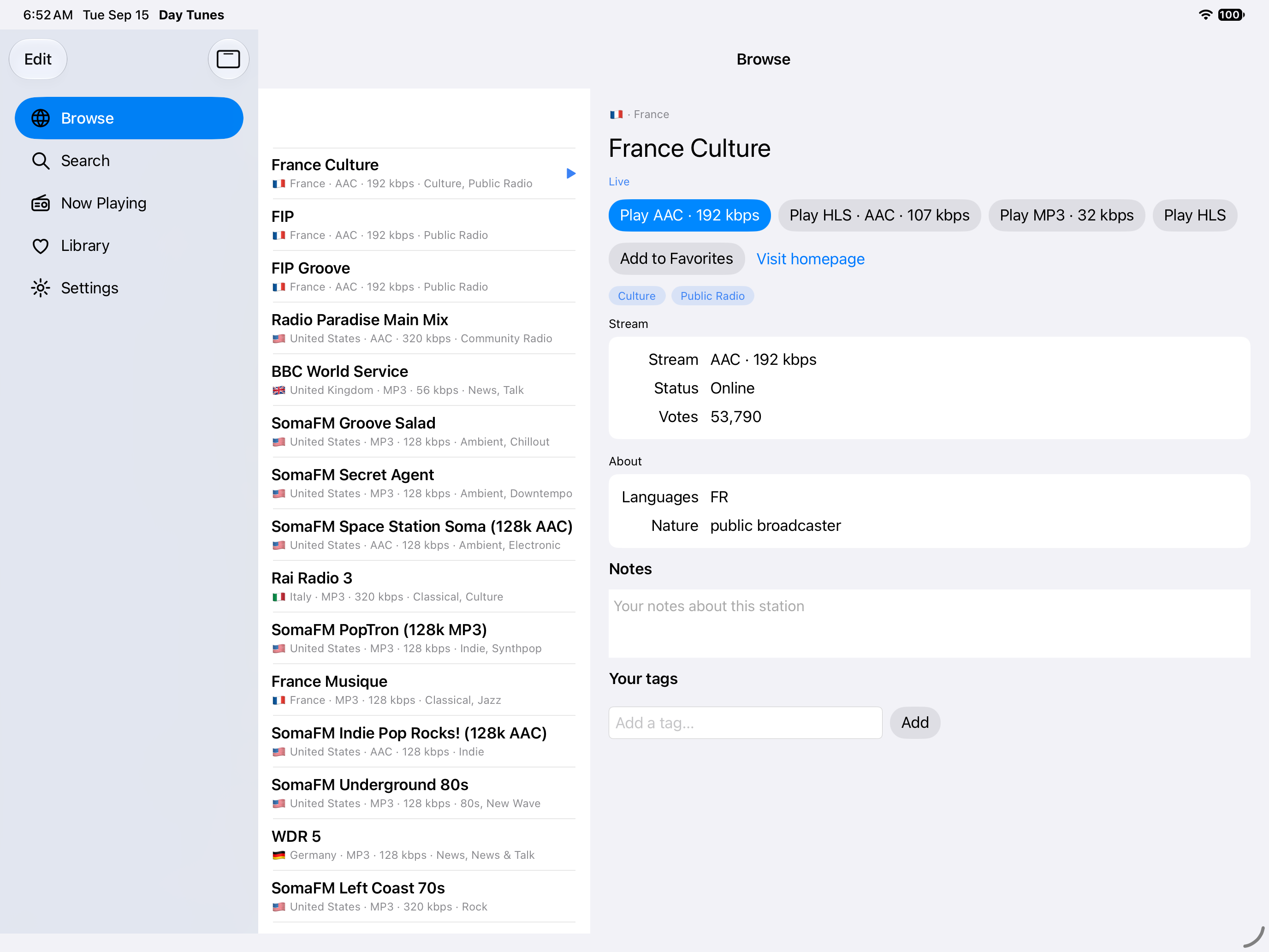 Playing Station — iOS (UIKit) · iPad
