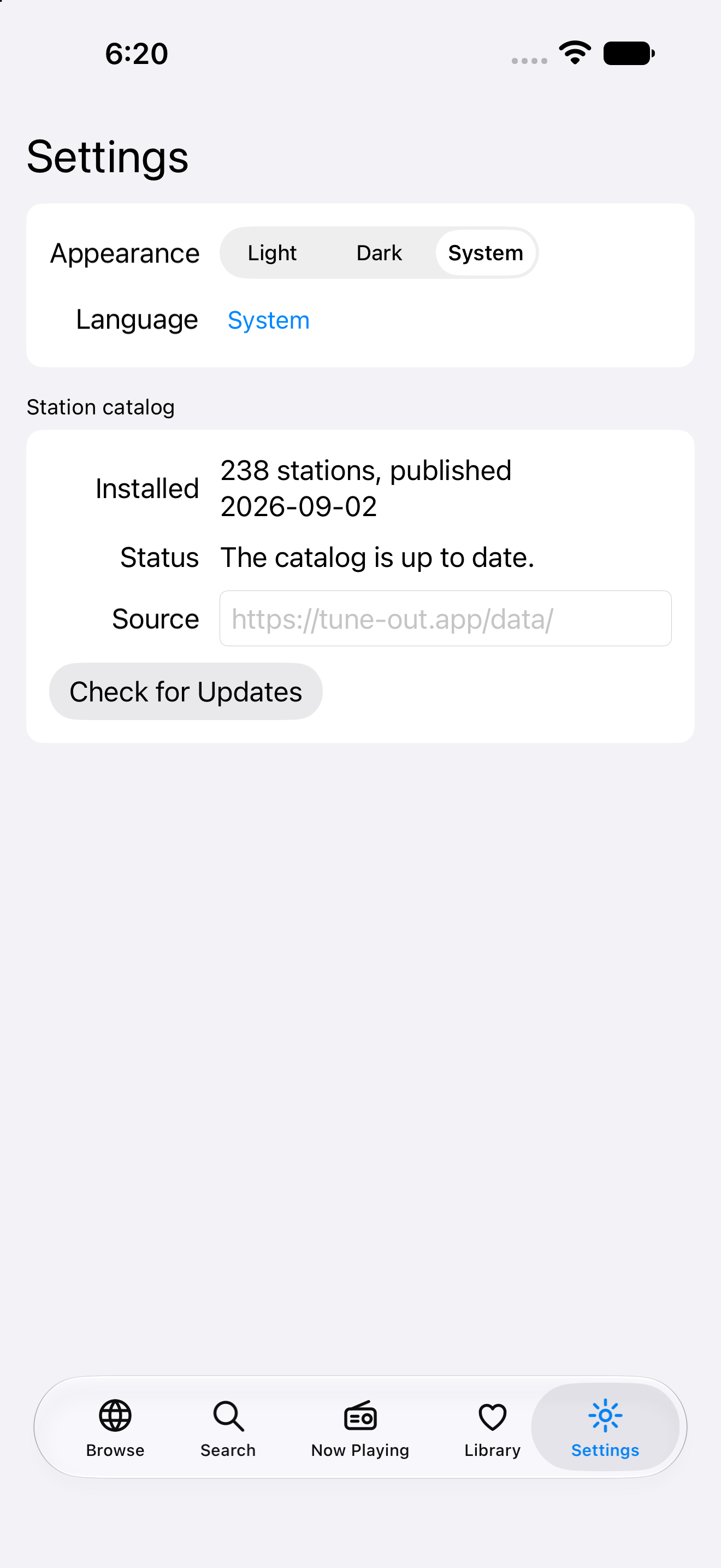 Settings — iOS (UIKit) · iPhone