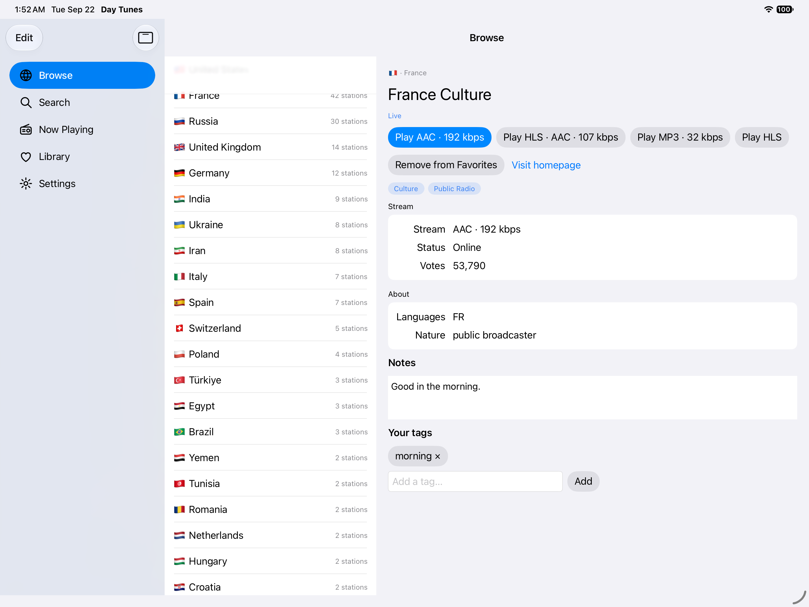 Countries, iOS iPad