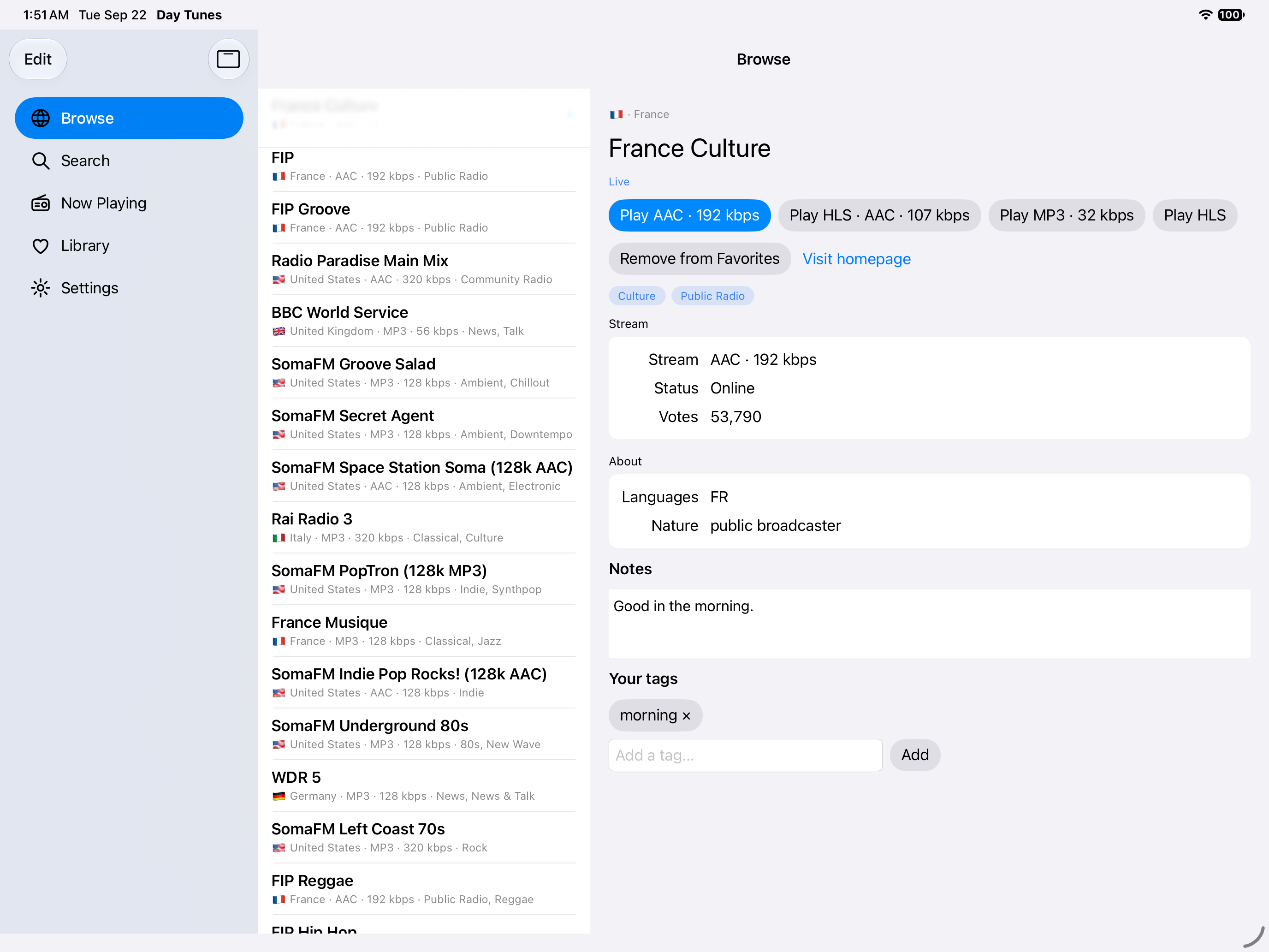Station Notes, iOS iPad