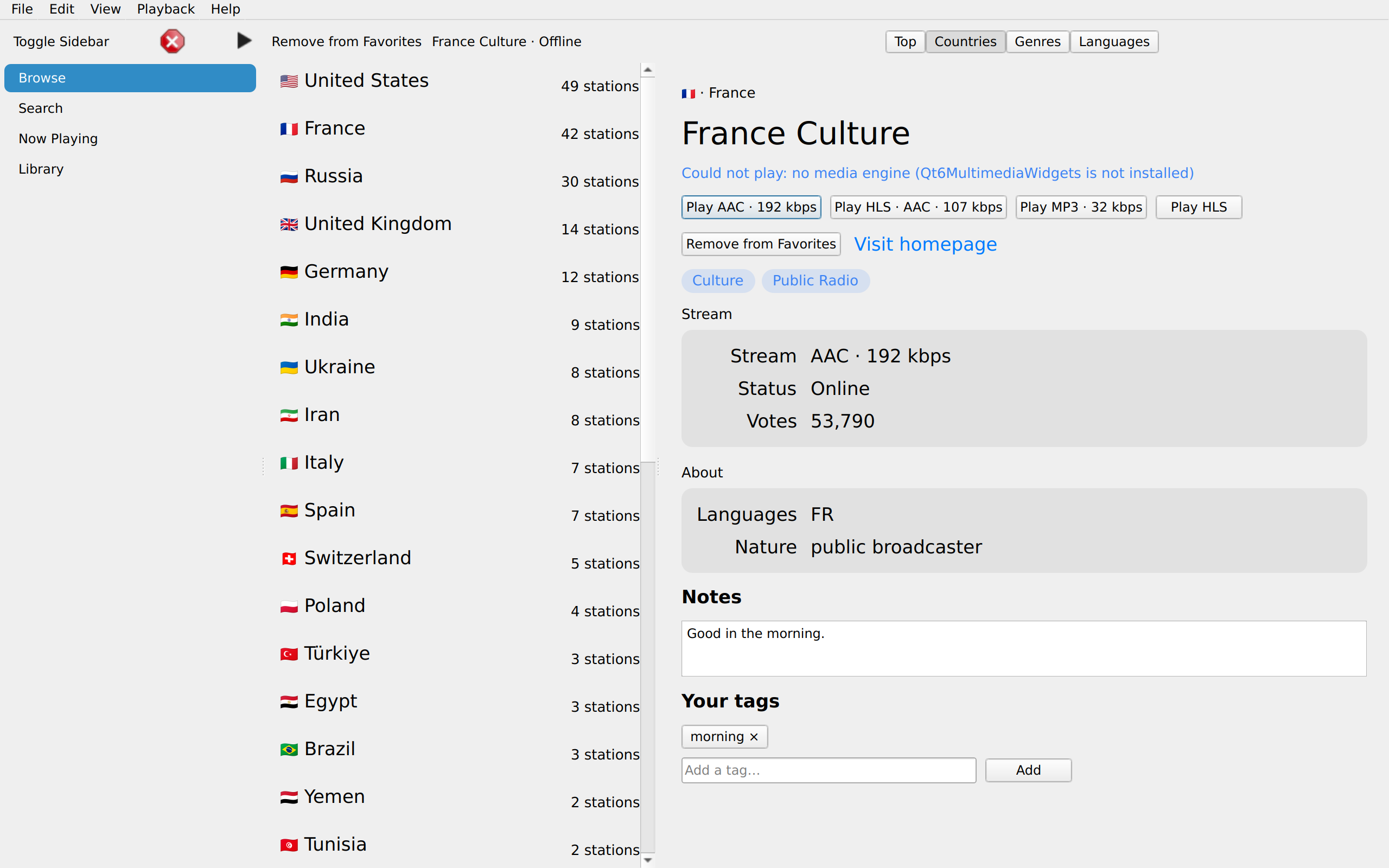 Countries, Linux Qt 6