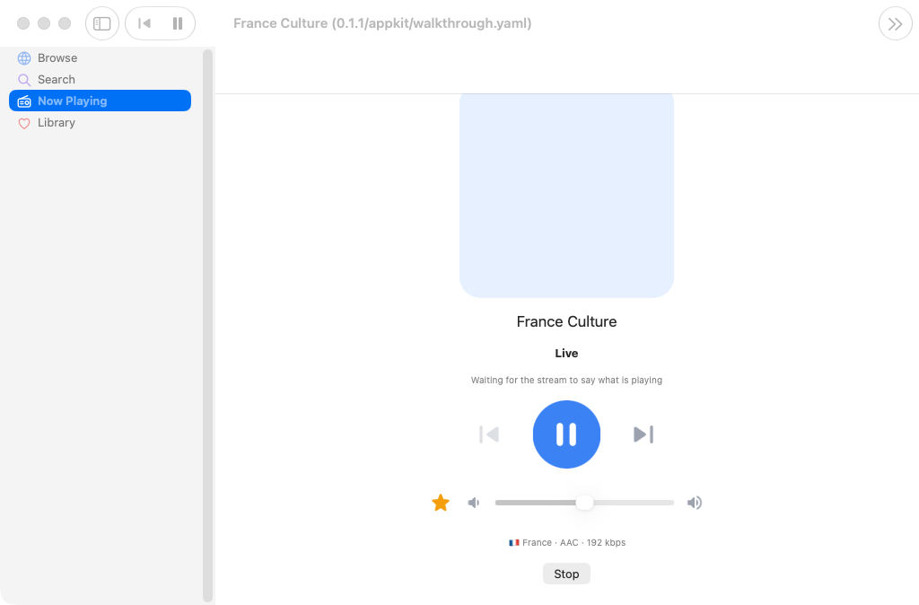 Now Playing, macOS AppKit