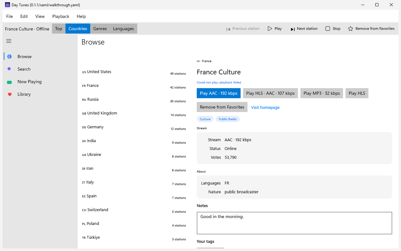 Countries, Windows XAML