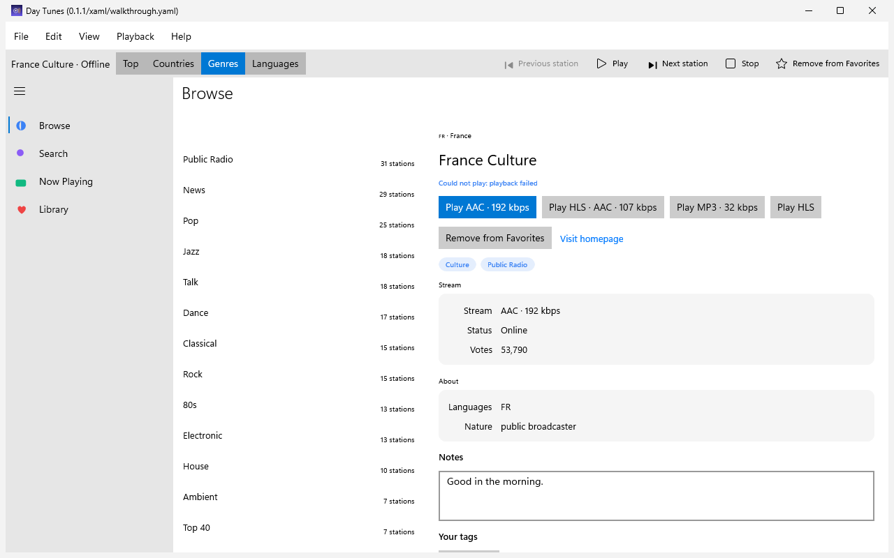 Genres, Windows XAML