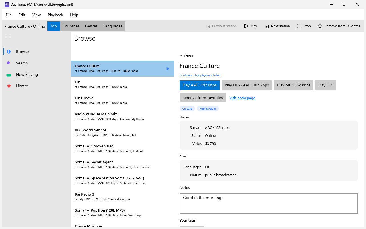 Station Notes, Windows XAML
