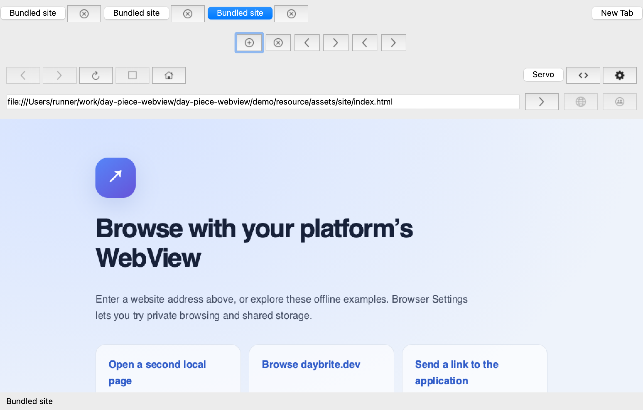 Servo bundled page — macos-qt